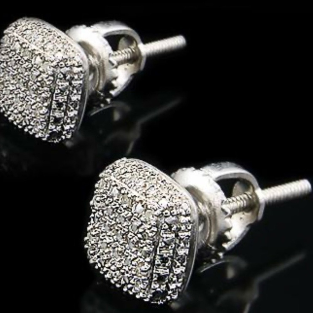 Earrings Men 14K White Gold Over Sterling Silver Diamonds 
Designer Earrings